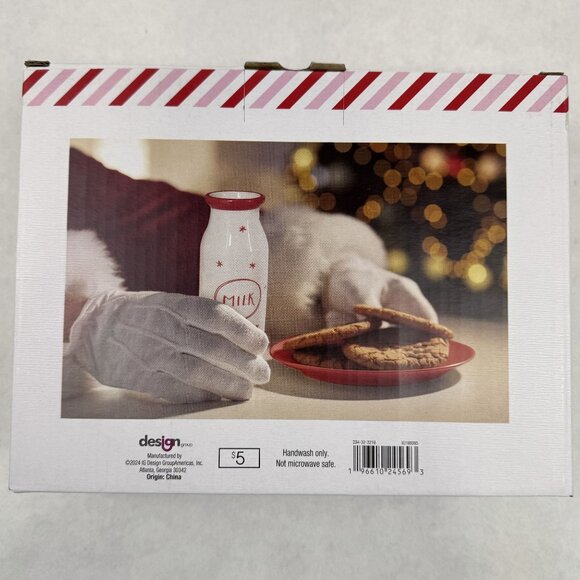 Santa's Cookies and Milk Ceramic Set Christmas Plate and Jug Holiday Treats NEW - Picture 3 of 16
